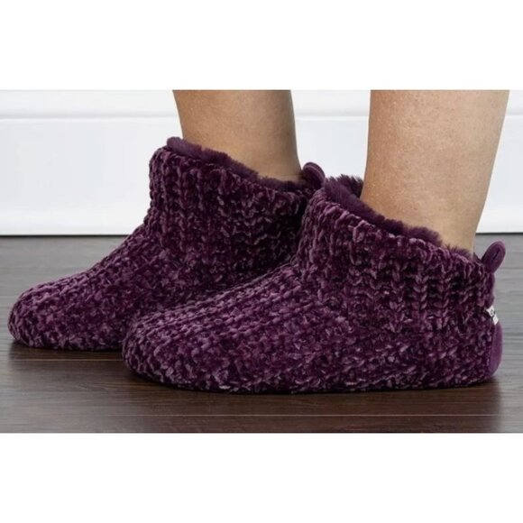 Dearfoams Marled Chenille Knit Bootie Slippers Leah Aubergine X-Large  (11-12 ) - Picture 10 of 10